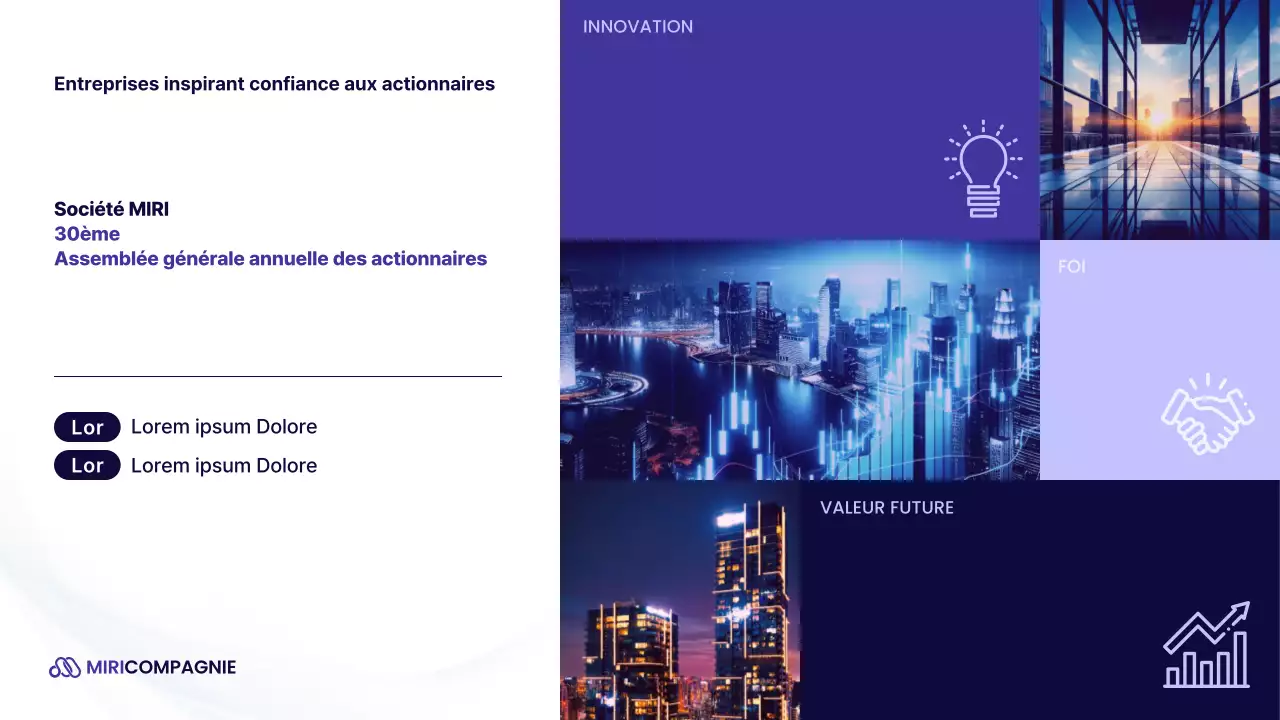 Une présentation moderne de l'actionnaire en violet