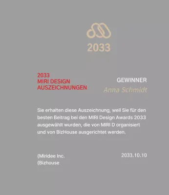 Auszeichnungstafel mit luxuriösem Serif-Konzept in Gold und Rot