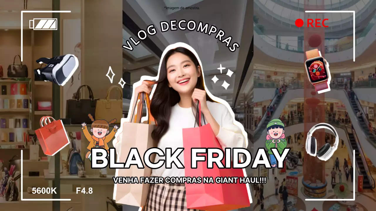 Publicidade de compras na moda em branco e vermelho