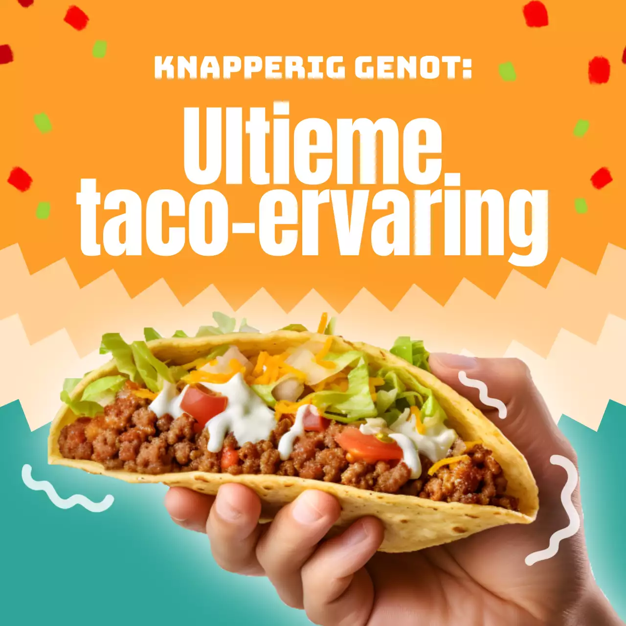 Oranje en Mint Hippe Taco Restaurant reclame