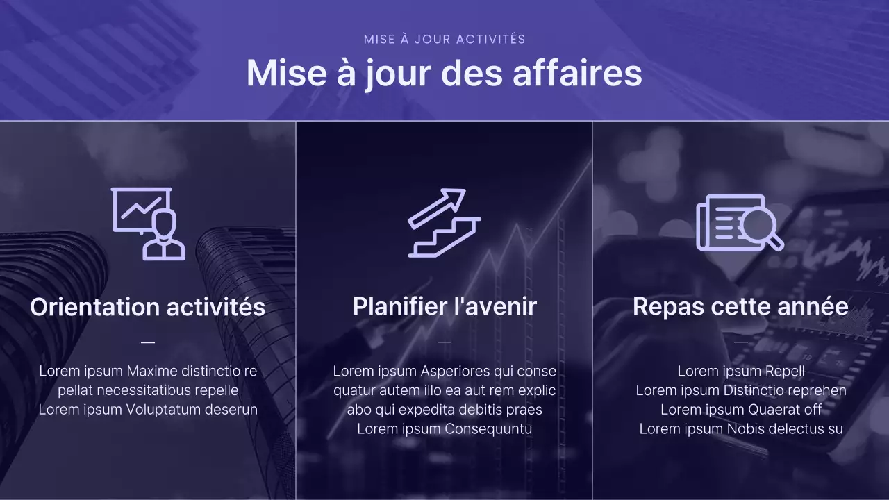 Une présentation moderne de l'actionnaire en violet
