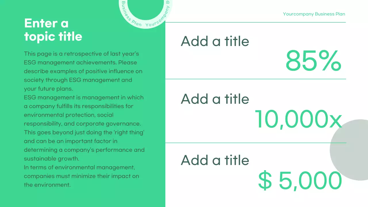 그린 모던 비즈니스 보고서 프레젠테이션