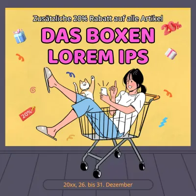 Gelb und Hot Pink Trendy Boxing Day Werbung