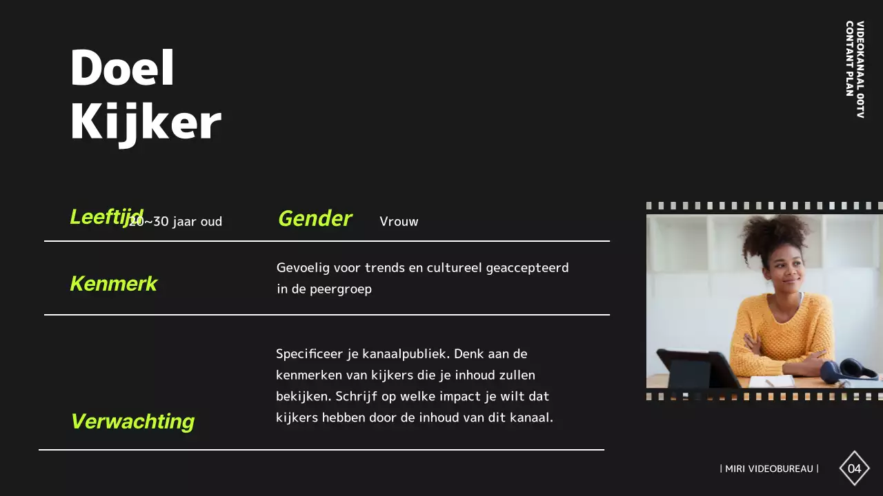 Eenvoudig zwart-wit videokanaalinhoudsplan