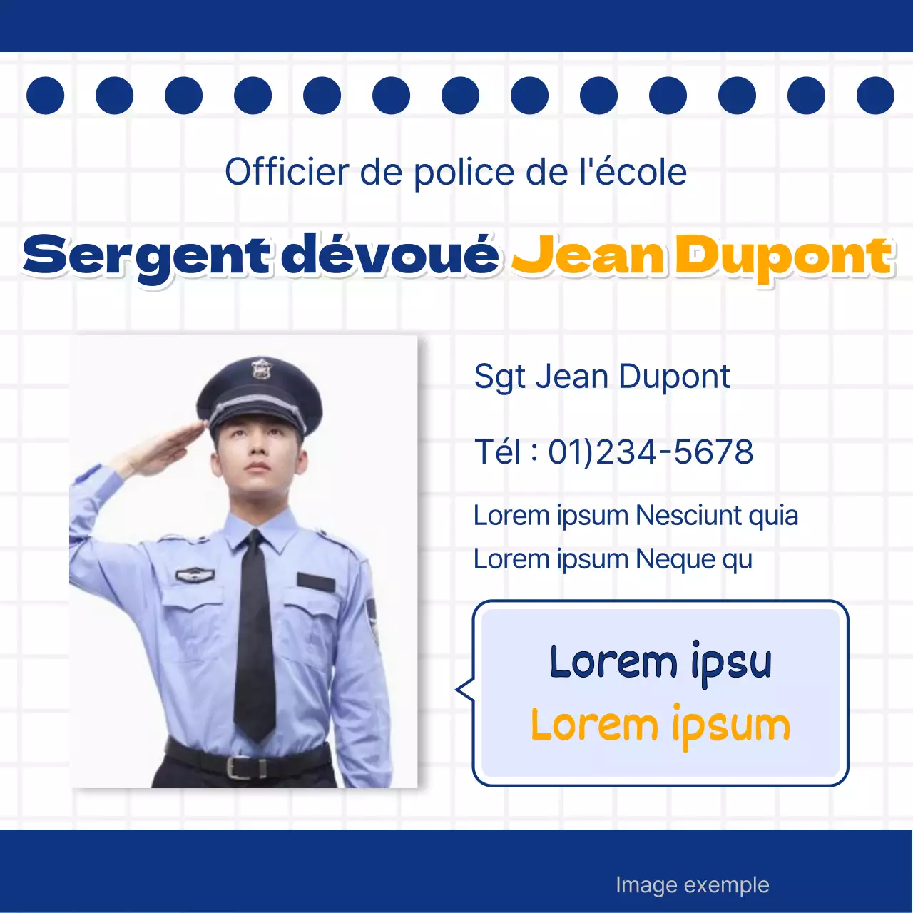 Une simple campagne "Our School Police Officers" (Nos policiers à l'école) en bleu marine et jaune