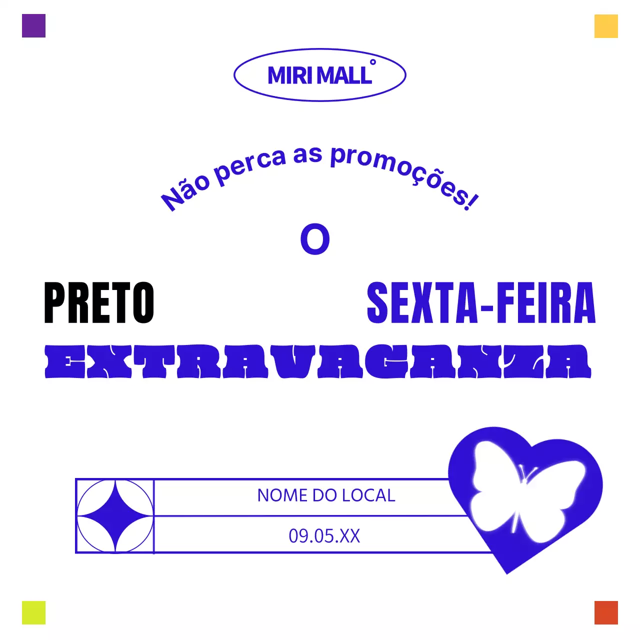 Azul e branco Publicidade das promoções da Black Friday
