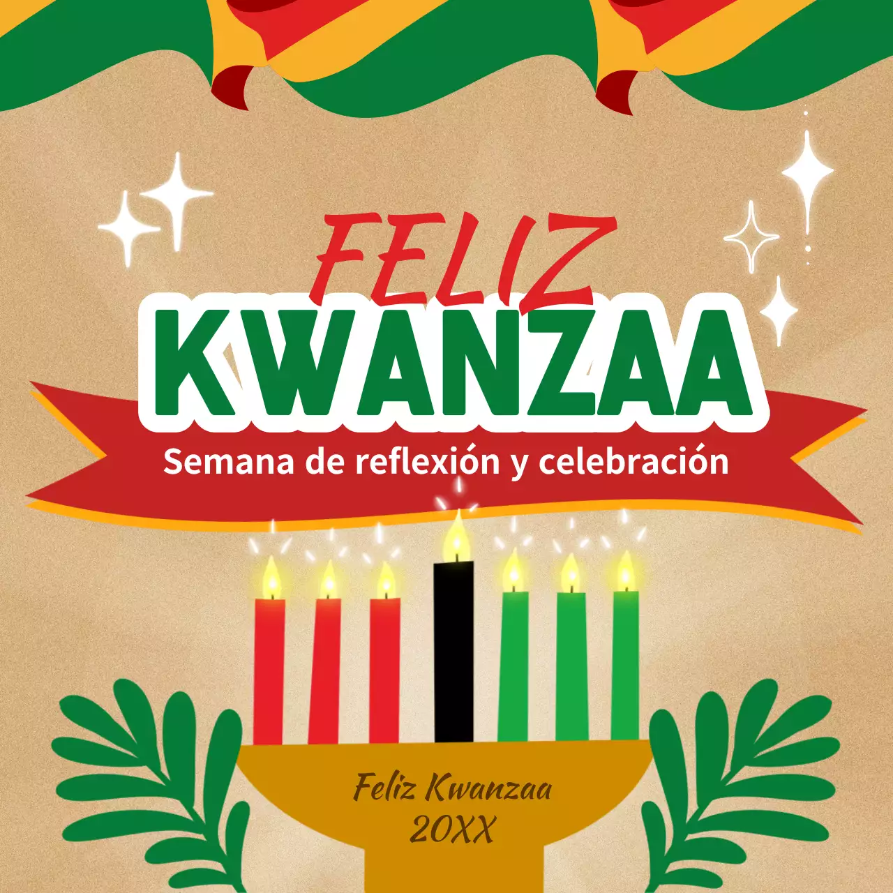 Publicidad verde y roja Pop Happy Kwanzaa Celebration