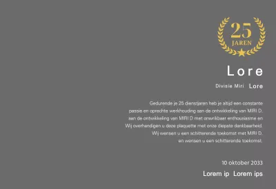 Langleven plaquette met gouden lauweren en sterren