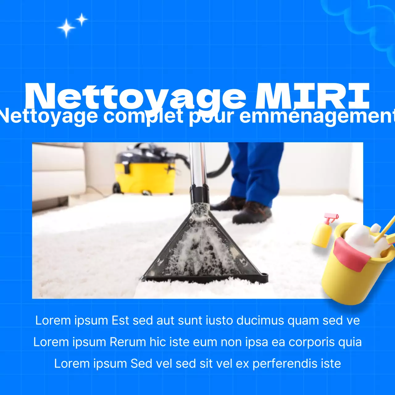 Publicité pour une agence de nettoyage sur fond bleu clair