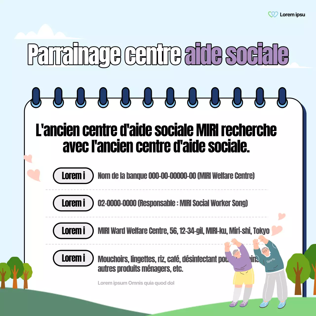 Un joli billet sur le bureau d'aide sociale en vert et arc-en-ciel