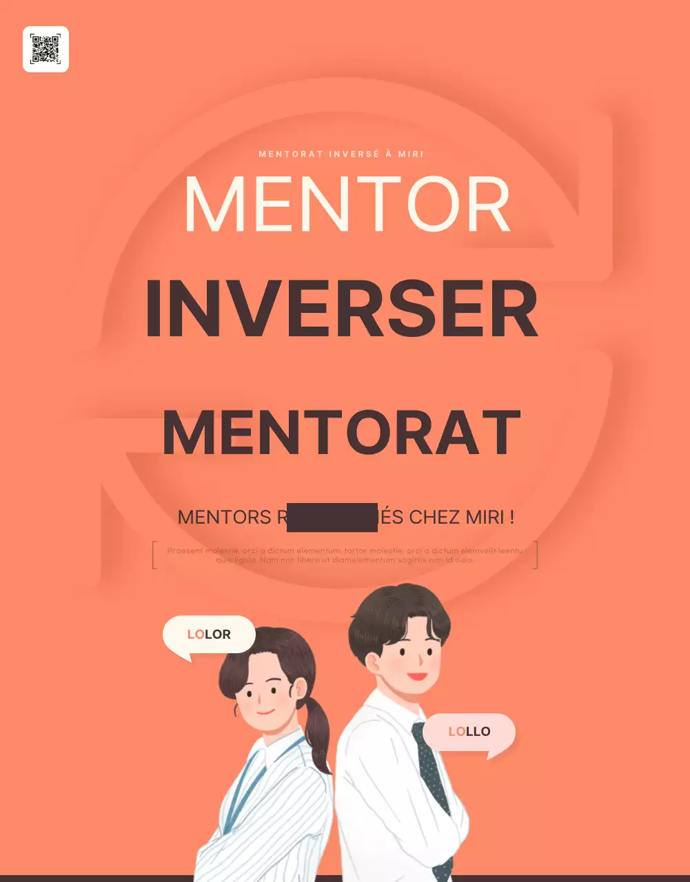 Orange et marron, des affichages de mentors et de mentorés à la mode en entreprise