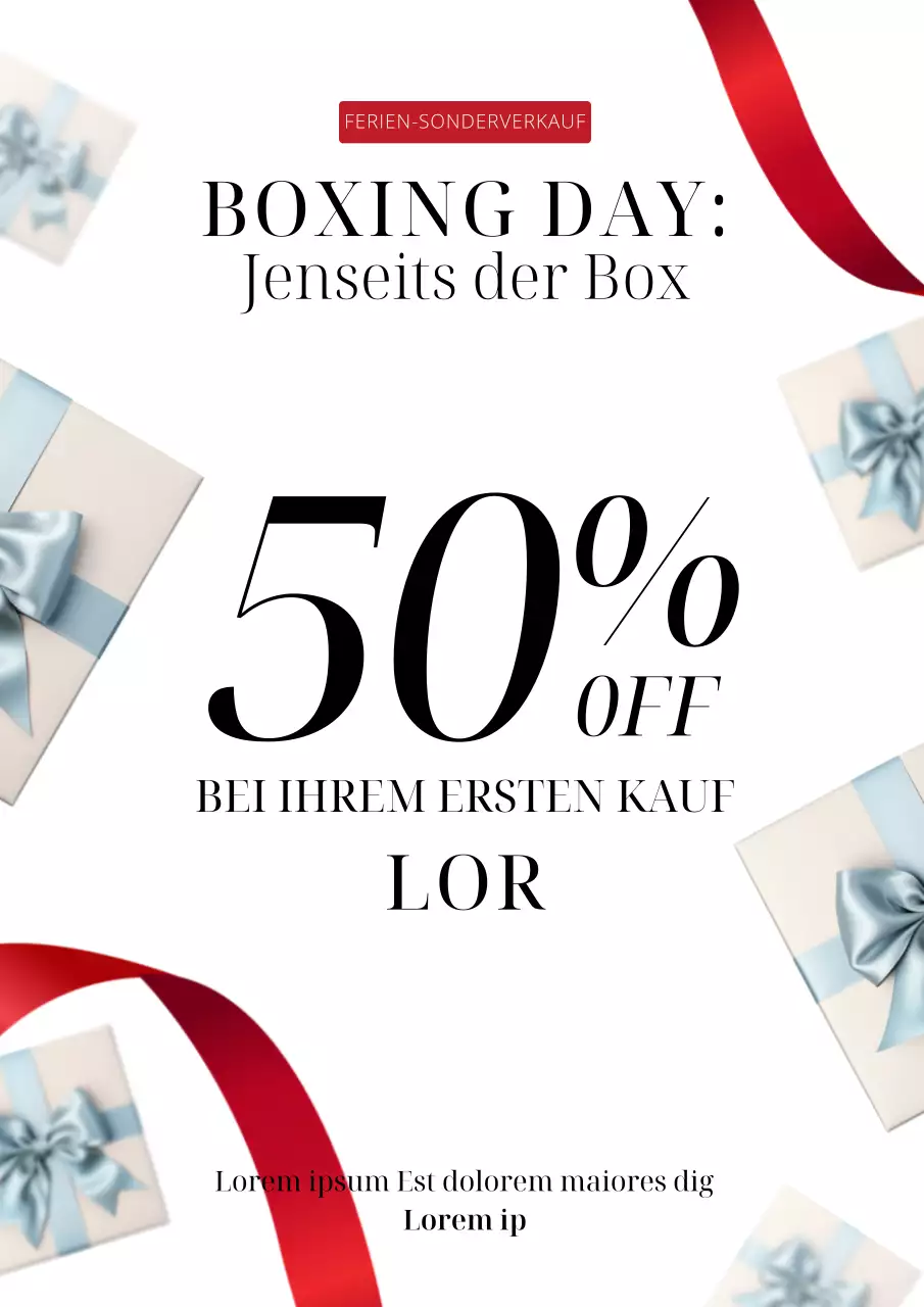 Weiße und rote klassische Boxing Day Werbung