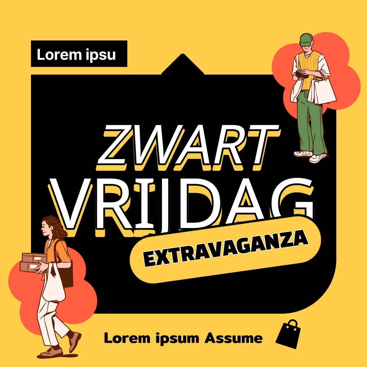 Geel en Zwart Trendy Black Friday Deals advertentie