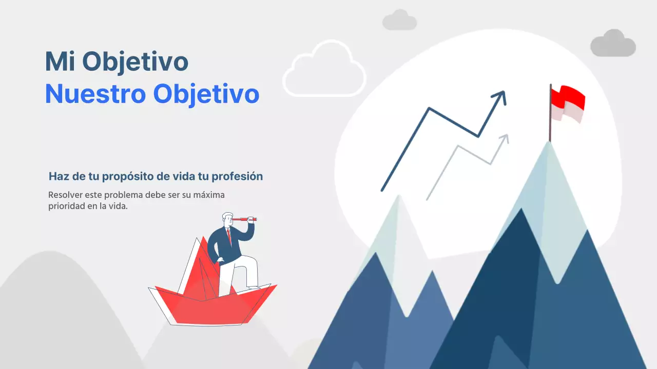 Propuesta de metas y objetivos simples en rojo y azul marino