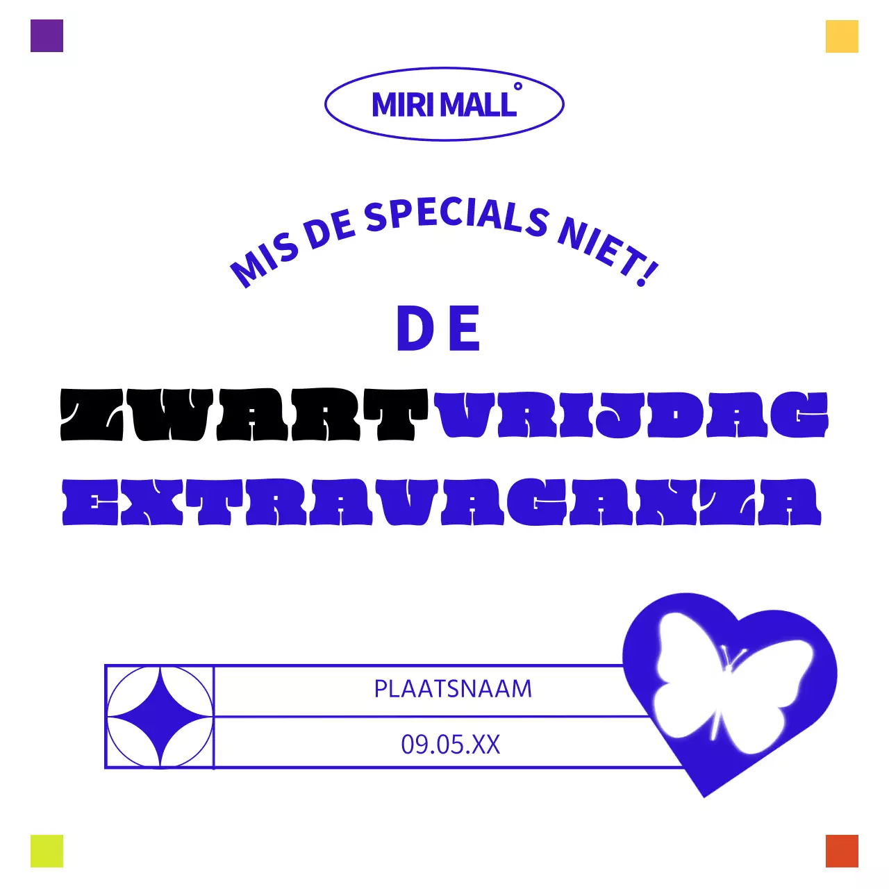 Blauw en Wit Trendy Black Friday aanbiedingen publiciteit