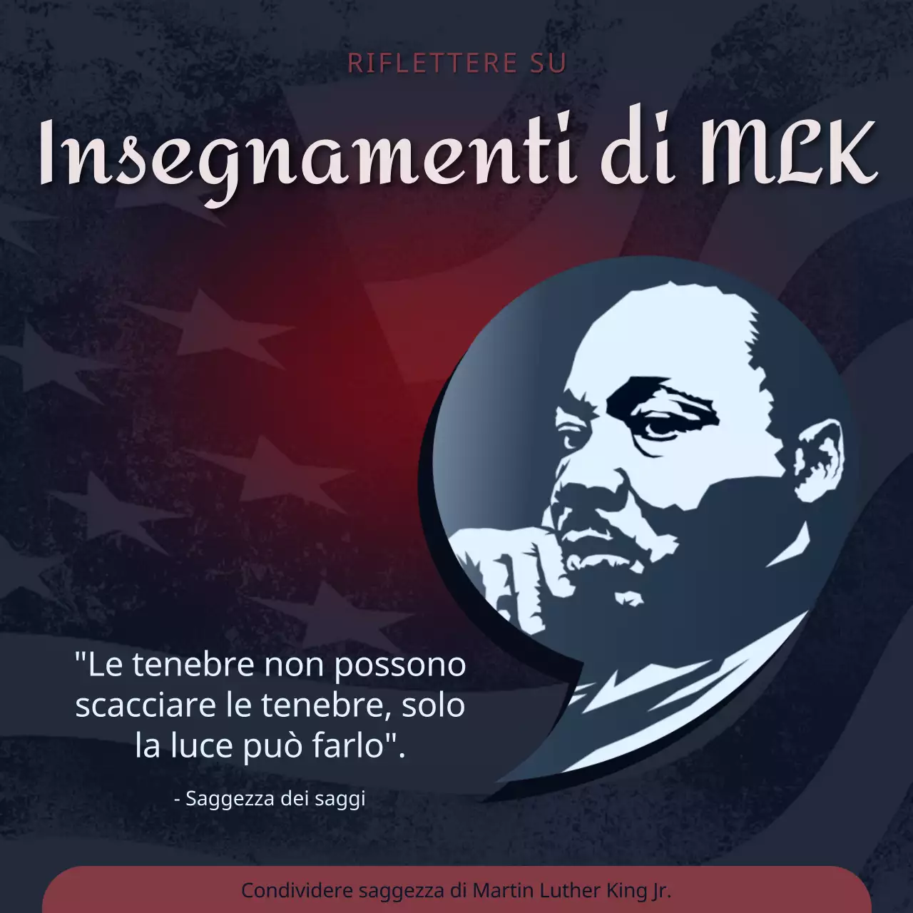 Pubblicità classica del Martin Luther King Day in blu e rosso