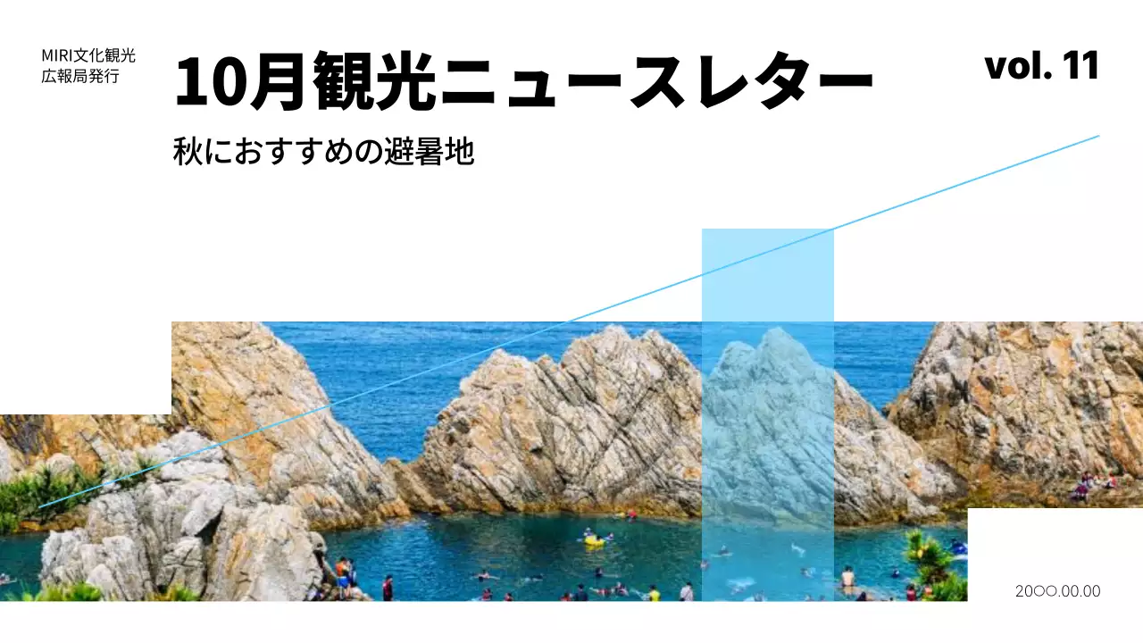 青 シンプル 観光 ニュースレター プレゼンテーション