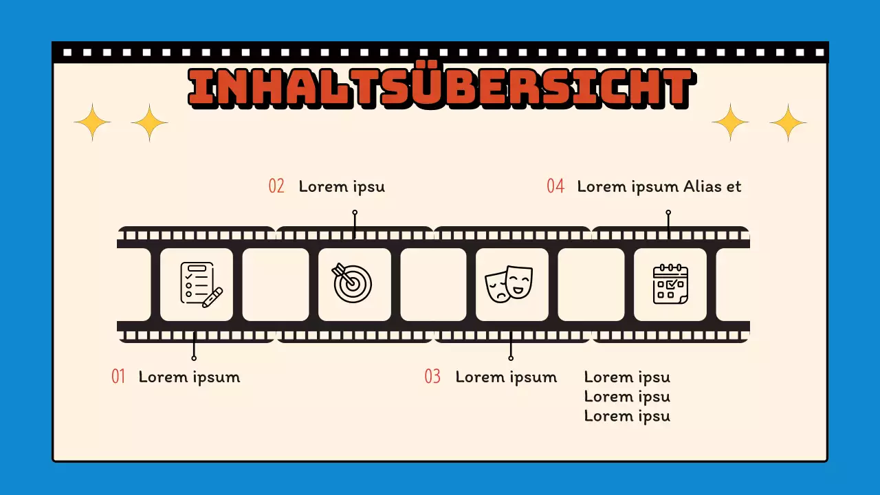 Blauer und gelber Retro-Videokanal Planungsvorschlag