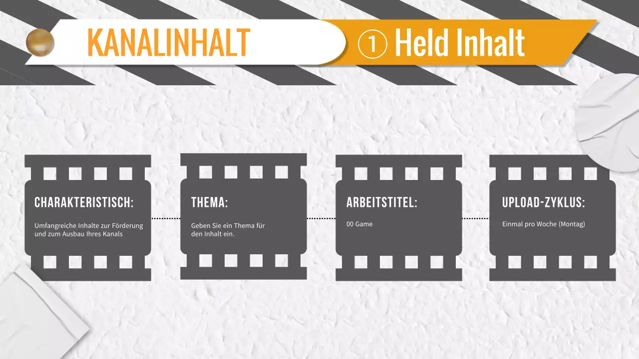 Graue und gelbe trendige Video-Inhaltsplanung Pitch