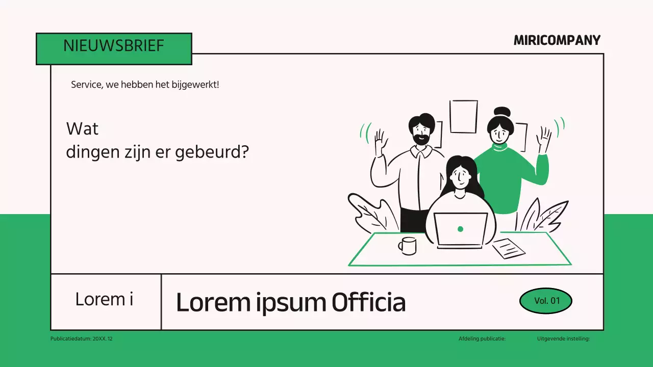 Over de groene, moderne maandelijkse nieuwsbrief voor bedrijven