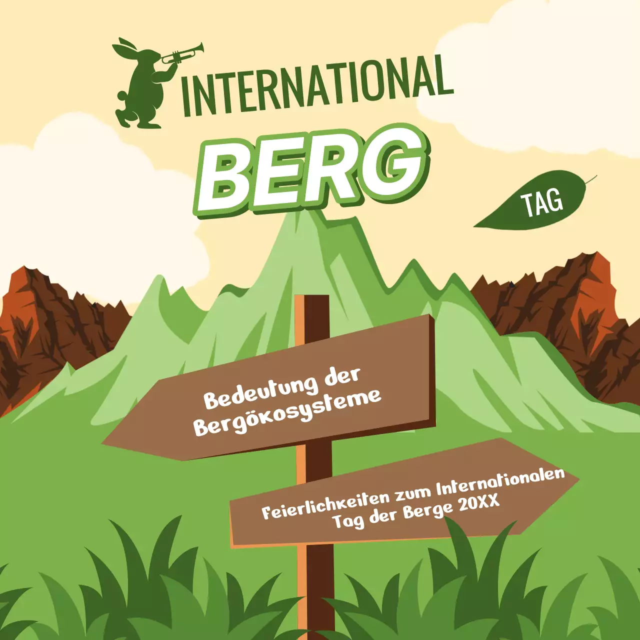 Grün und Braun Einfache Werbung für den Internationalen Tag der Berge