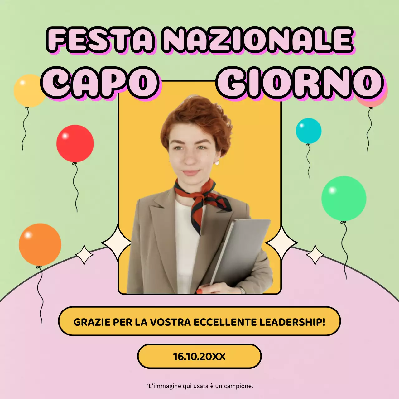 Avviso di Happy Boss Day in lime e lilla kitsch