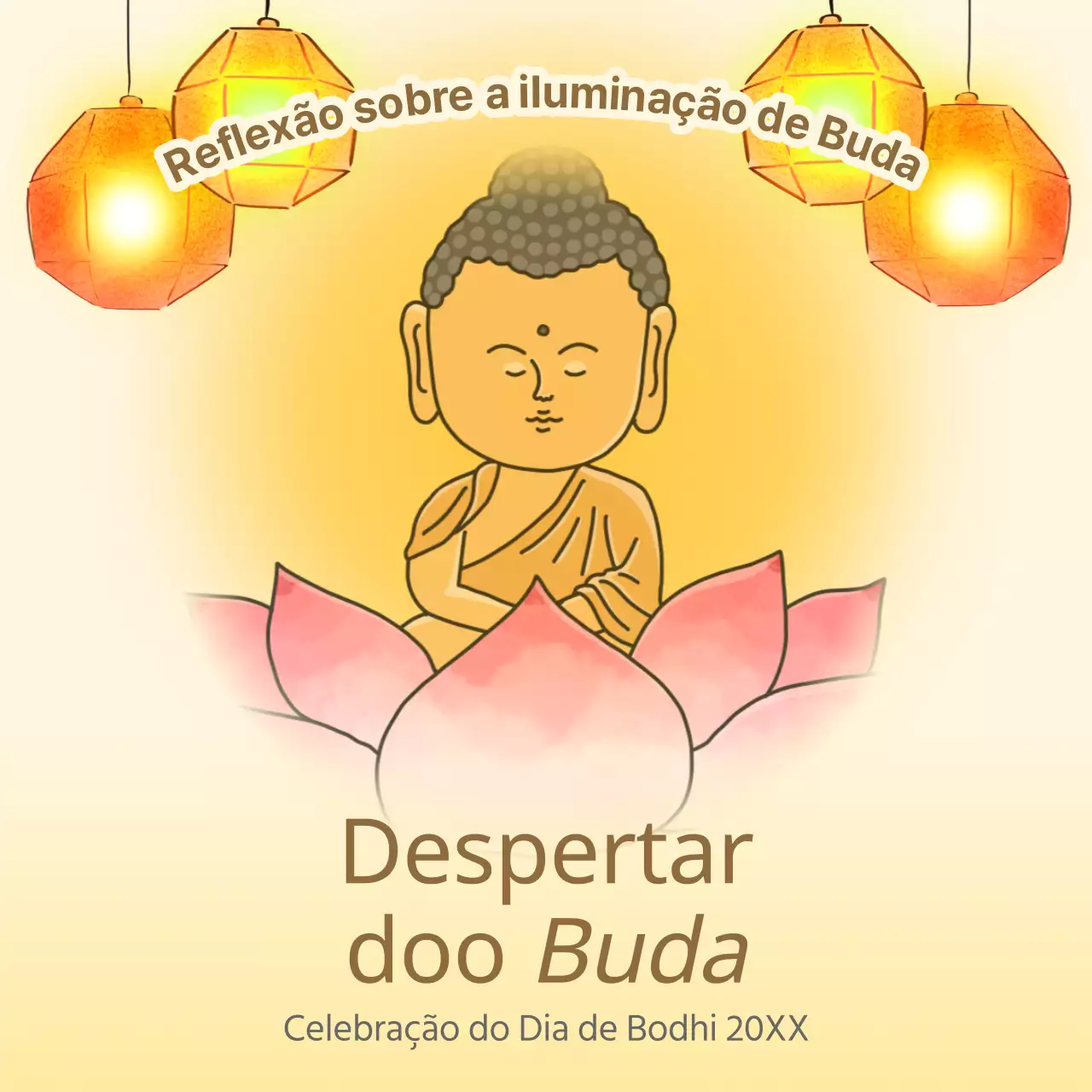 Anúncio de celebração do Buda tradicional amarelo e bege