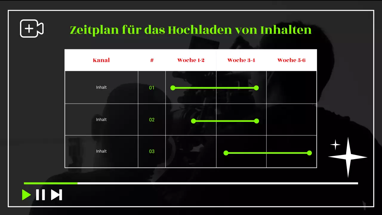 Black & Neon trendy Channel Content Plan Vorschlag