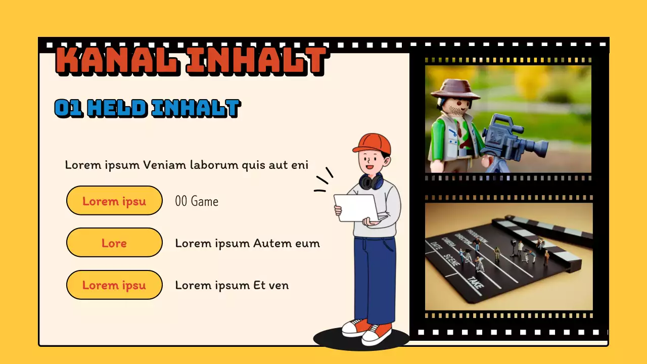 Blauer und gelber Retro-Videokanal Planungsvorschlag