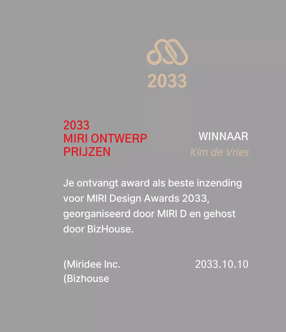 Award plaquette met een luxe serif concept in goud en rood