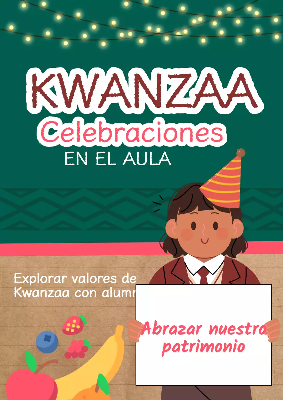 Anuncio verde y marrón para la celebración tradicional de Kwanzaa