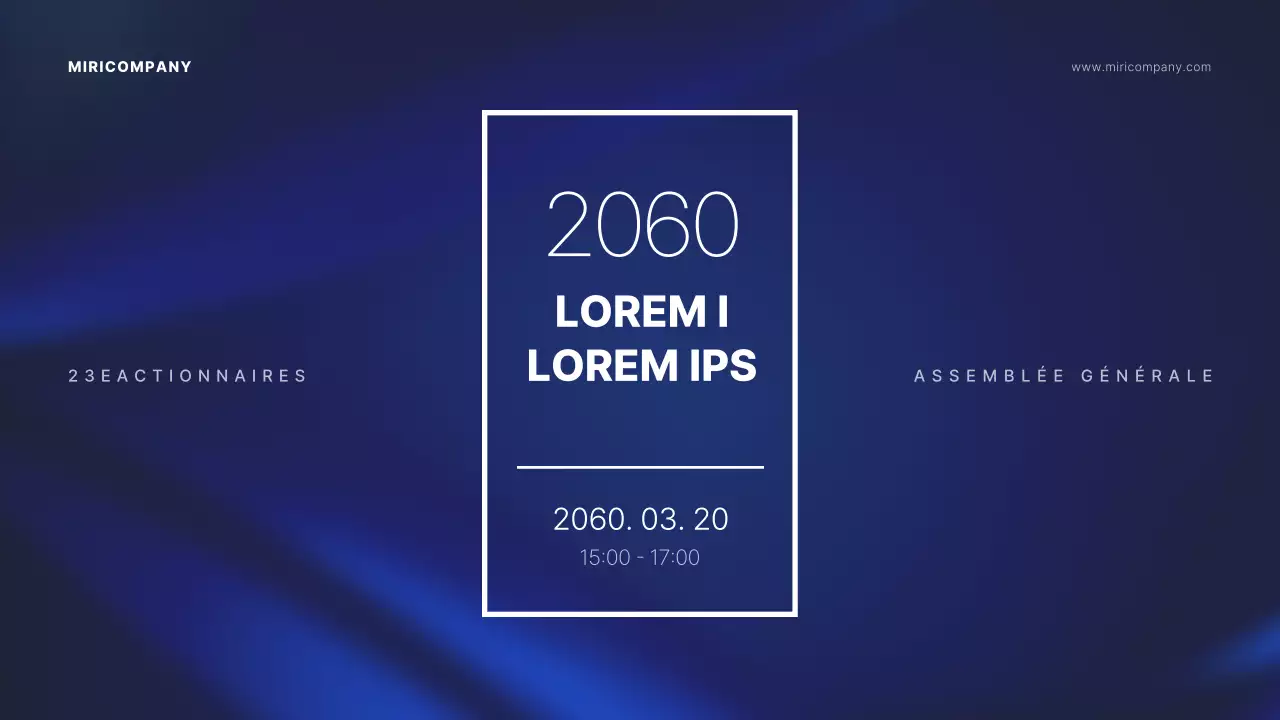 Présentation de l'assemblée générale sur fond indigo