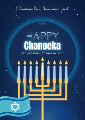 Navy en Gouden Eenvoudig Gelukkig Chanoeka reclame