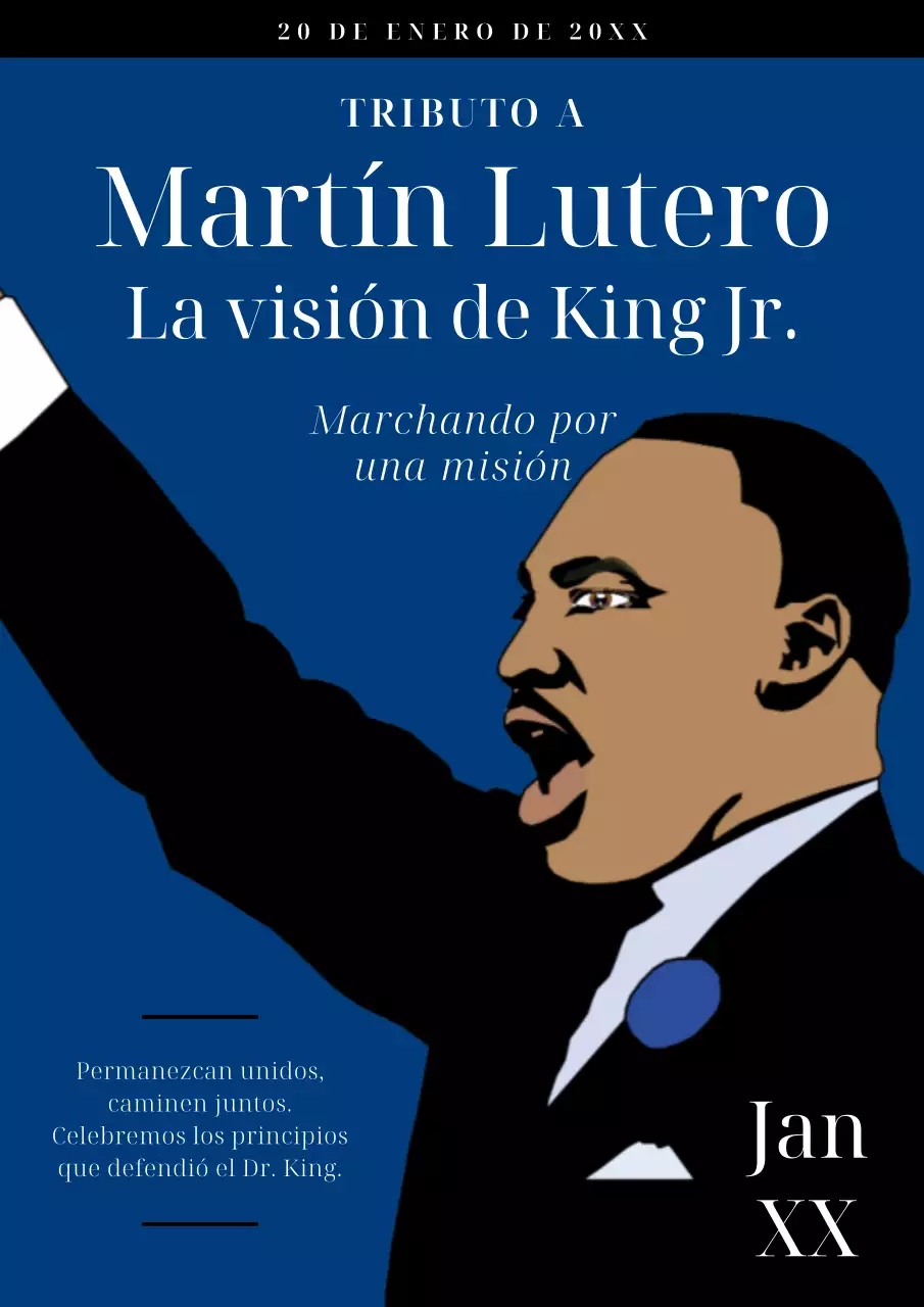 Anuncio mínimo azul y negro del Día de Martin Luther King