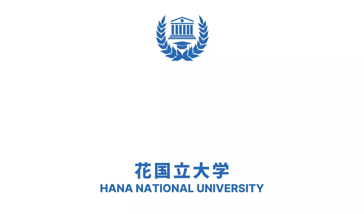 月桂樹と校舎のロゴが入った青色の学校販促物。