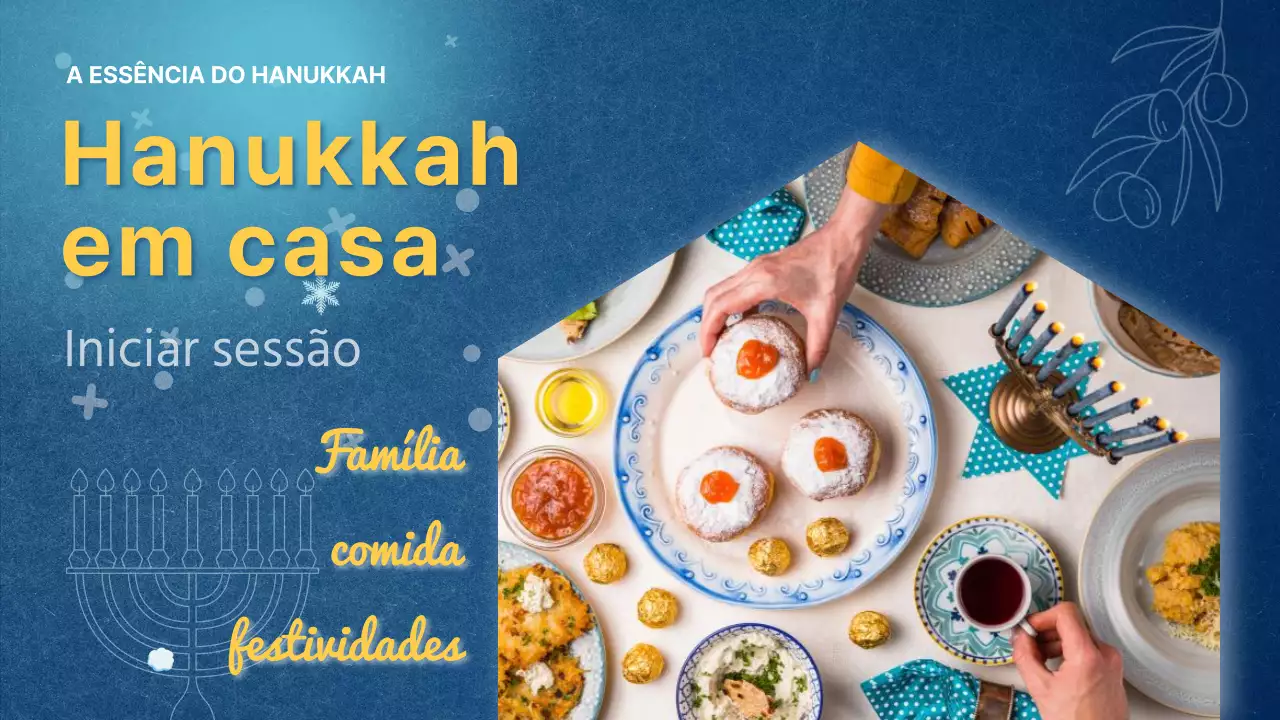 Azul e amarelo Clássico Em casa Hanukkah Introdução