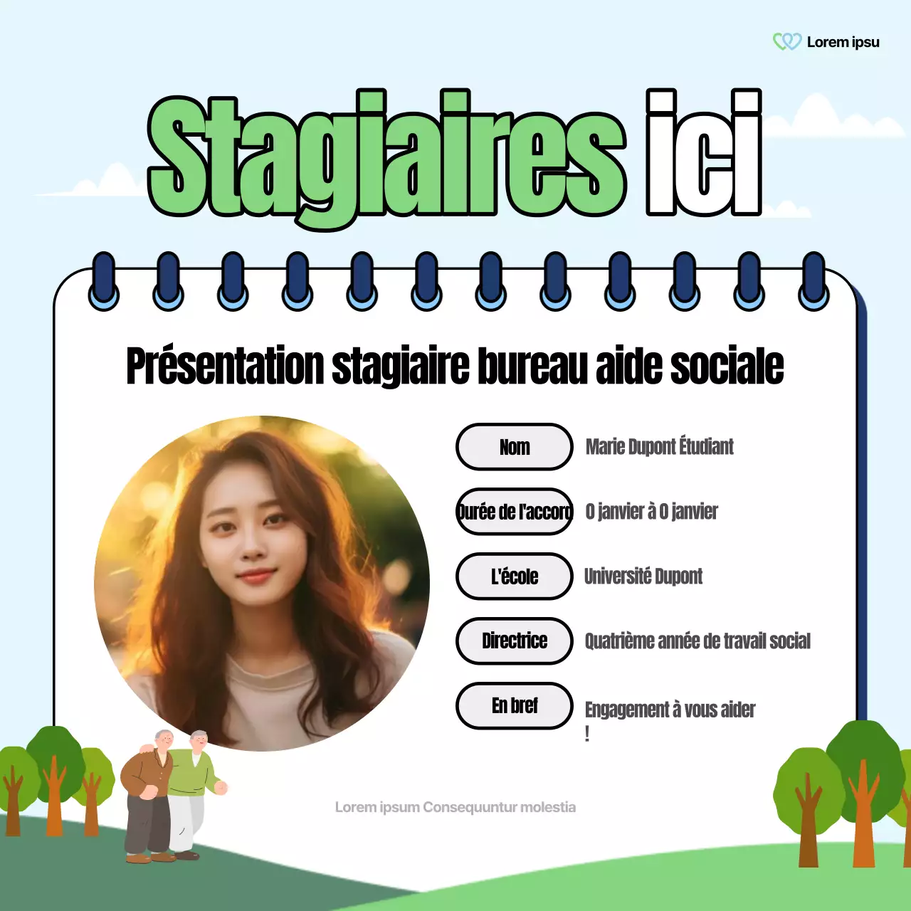 Un joli billet sur le bureau d'aide sociale en vert et arc-en-ciel