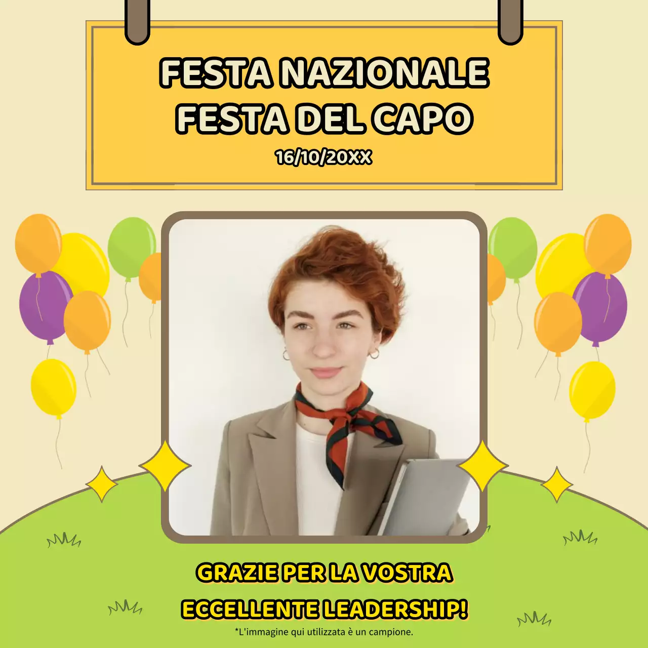 Avviso di Happy Boss Day in giallo e lime kitsch