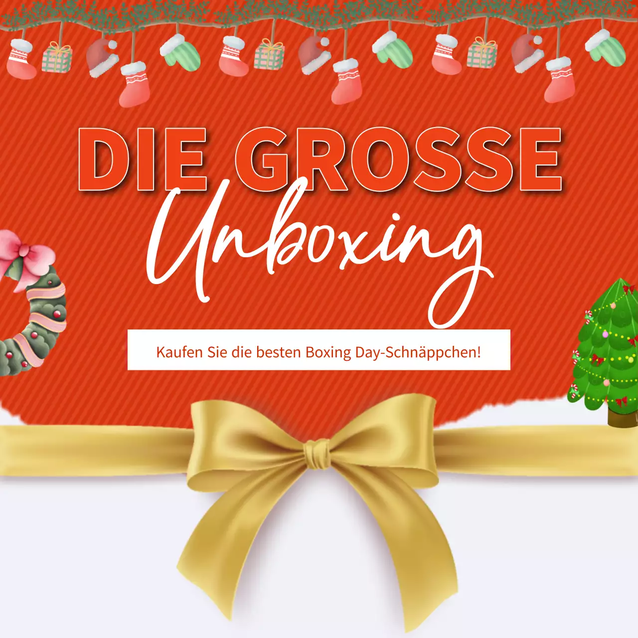 Rot und Gold Einfache Werbung für den Boxing Day