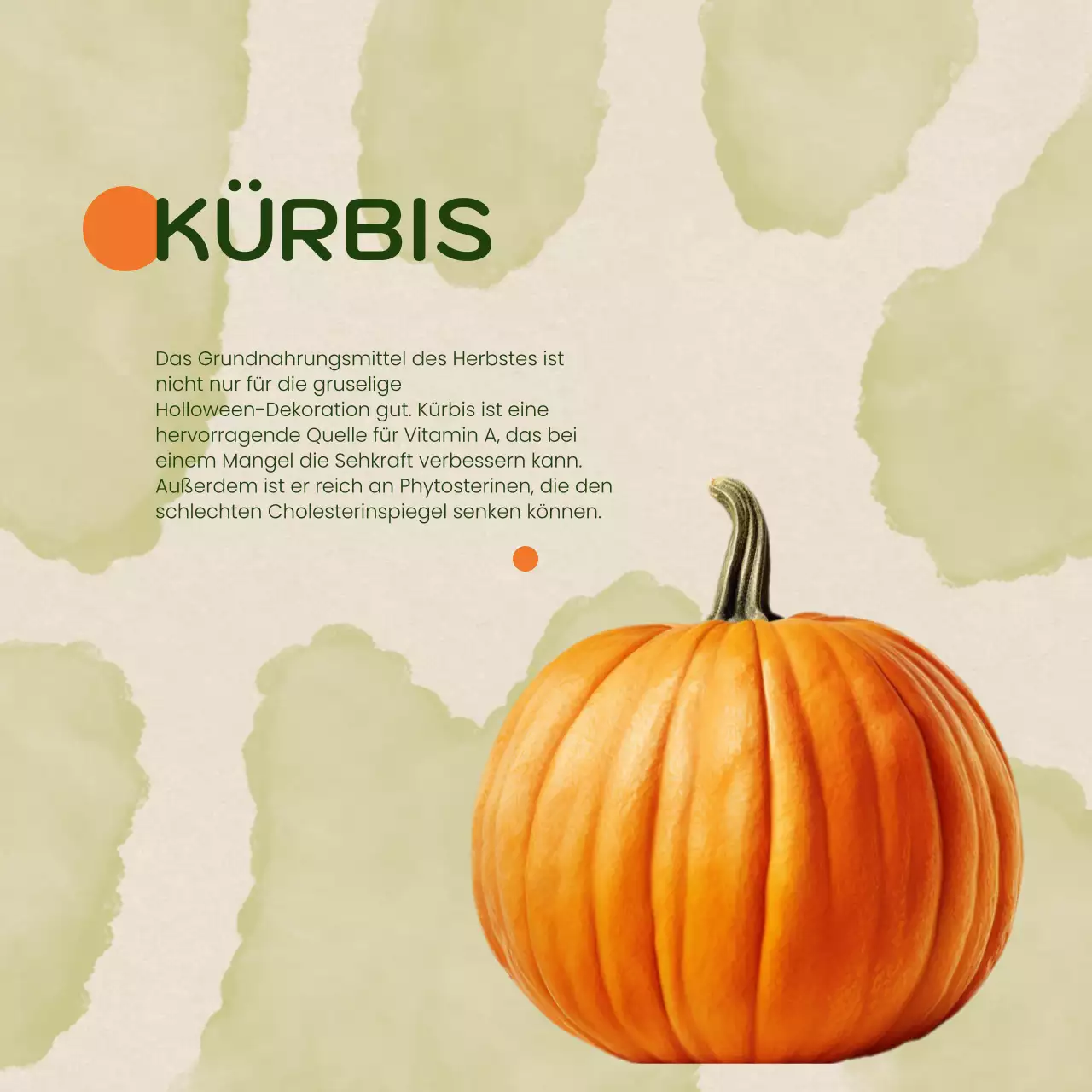 Minimalistische Anzeige für saisonales Obst in Beige und Orange