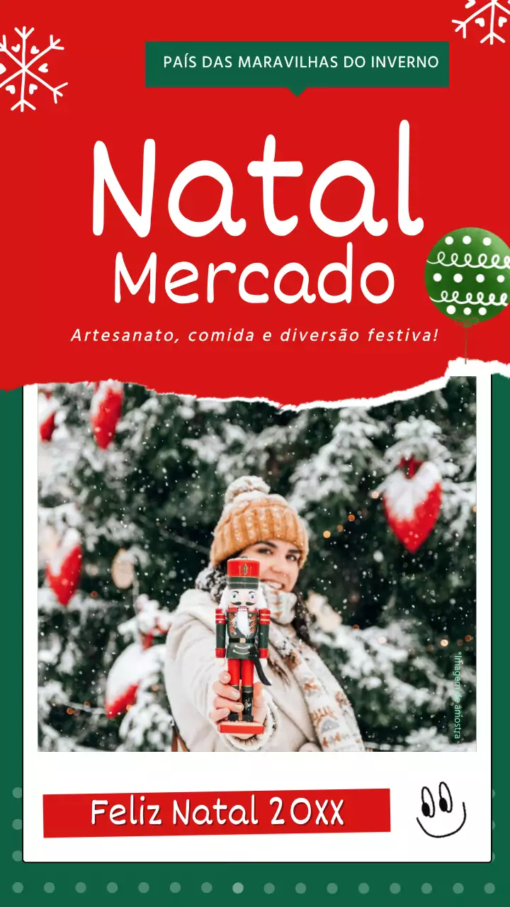Publicidade do mercado de Natal clássico vermelho e verde