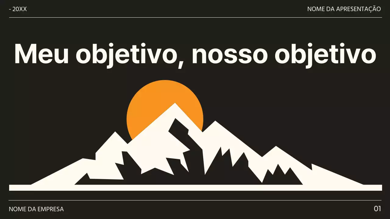 Proposta de objectivos e metas em preto e laranja