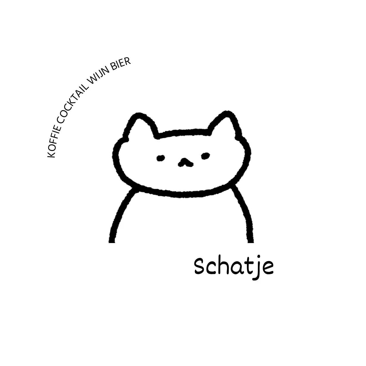 Een café met schattige kattenhandafdrukken en tekenlettertypes