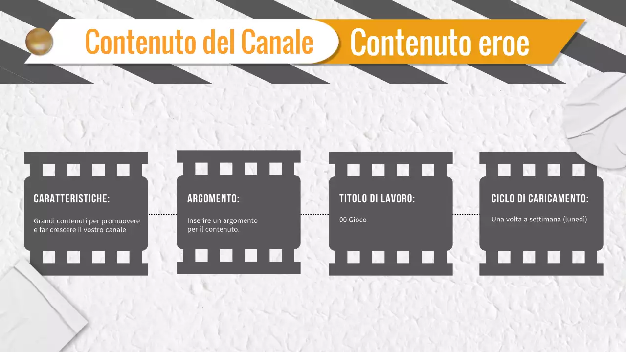Pitch di pianificazione dei contenuti video di tendenza in grigio e giallo