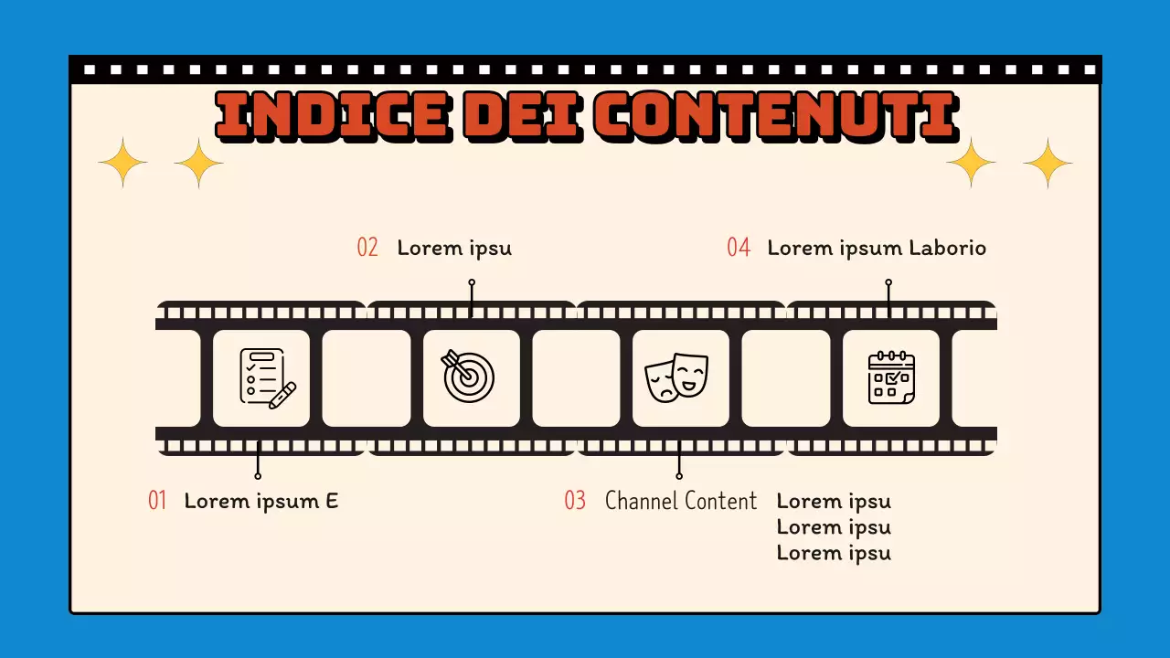 Proposta di pianificazione del canale video retrò blu e giallo