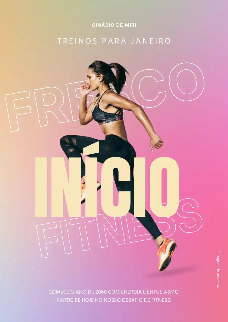 Publicidade rosa e amarela para ginásio de fitness