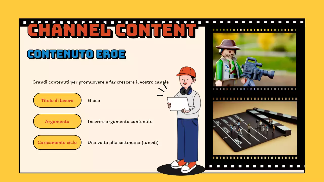 Proposta di pianificazione del canale video retrò blu e giallo