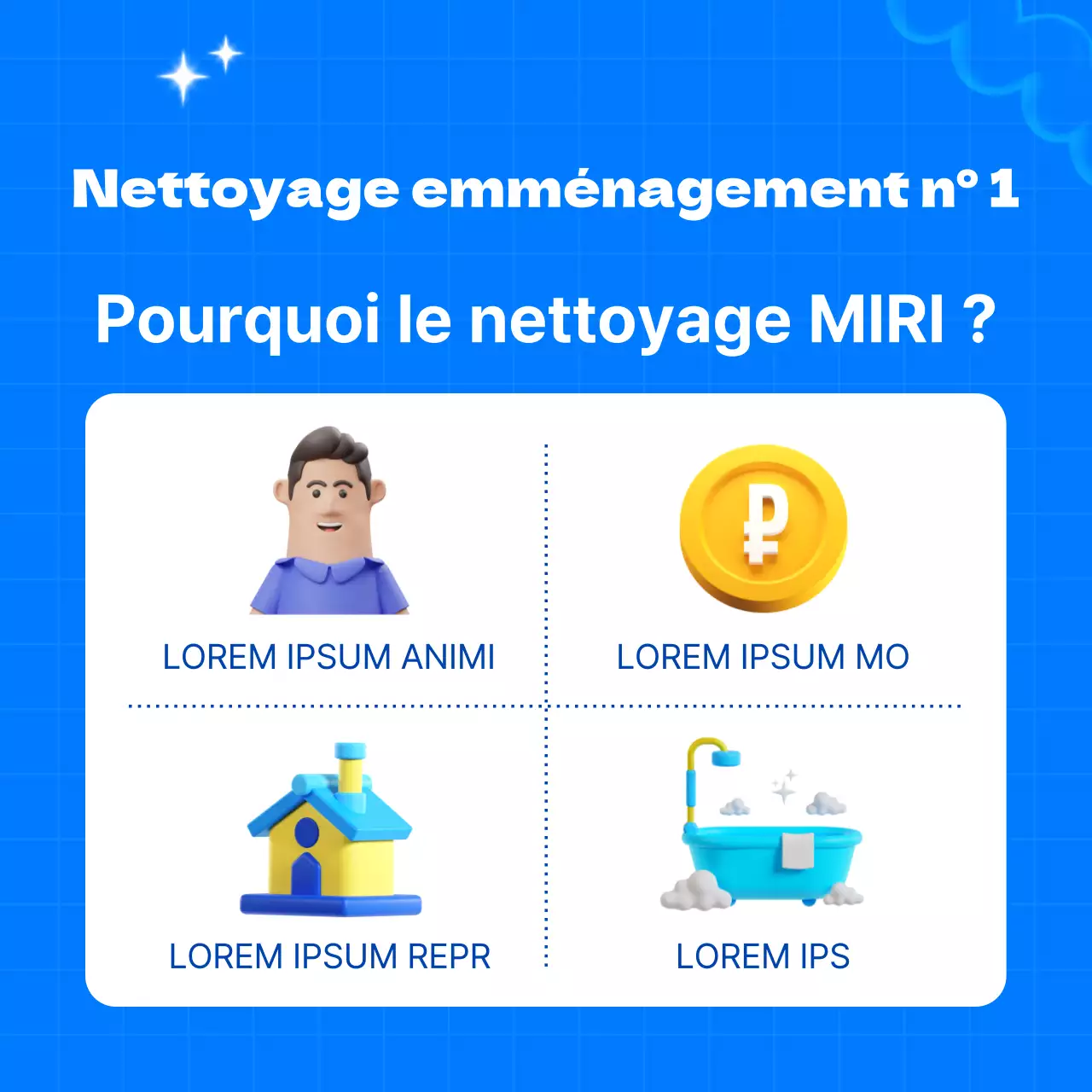 Publicité pour une agence de nettoyage sur fond bleu clair
