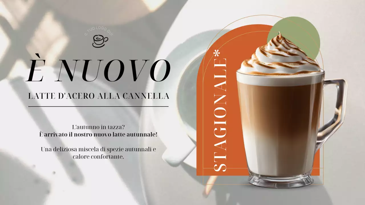 Planner pubblicitario verde e arancione per negozi eleganti