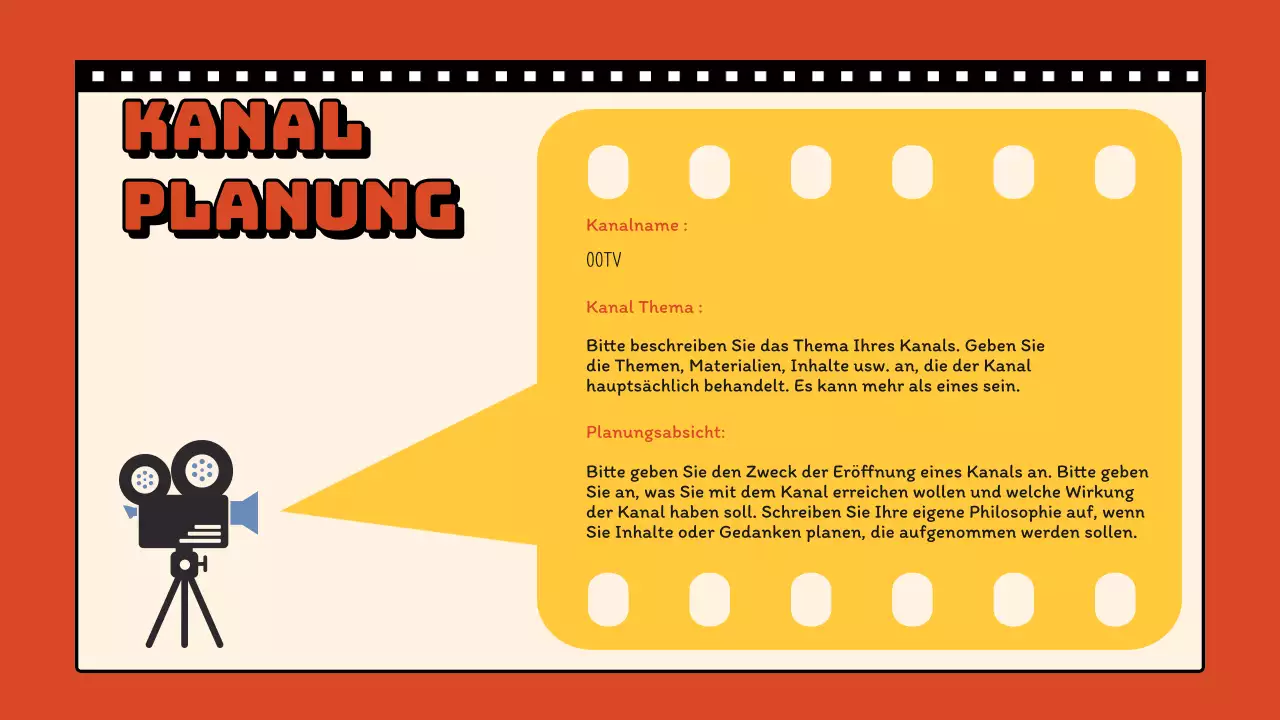 Blauer und gelber Retro-Videokanal Planungsvorschlag